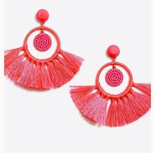 [J. Crew] Fan Tassel Hoop Earrings